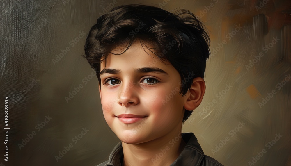 Charming Boy with Black Hair and Friendly Smile Charming Boy with Black Hair and Friendly Smile