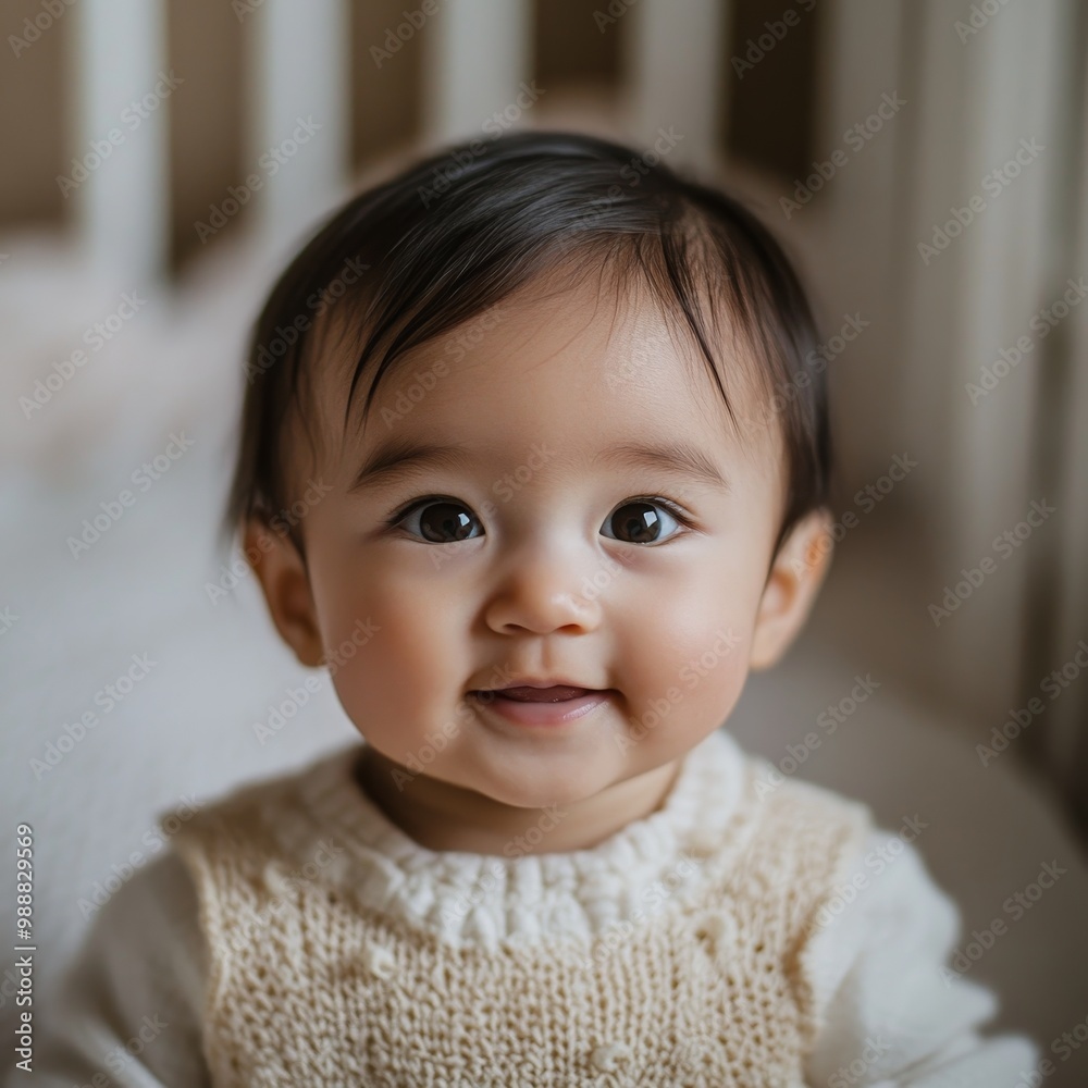 Soft Portrait of a Smiling Baby in Gentle Lighting Soft Portrait of a Smiling Baby in Gentle Lighting