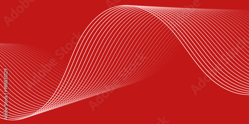 Abstract background with lines and waves. Medium banner size. Element for design. Vector background for brochure, booklet, flyer, poster. Red gradient. Love, Valentine's Day