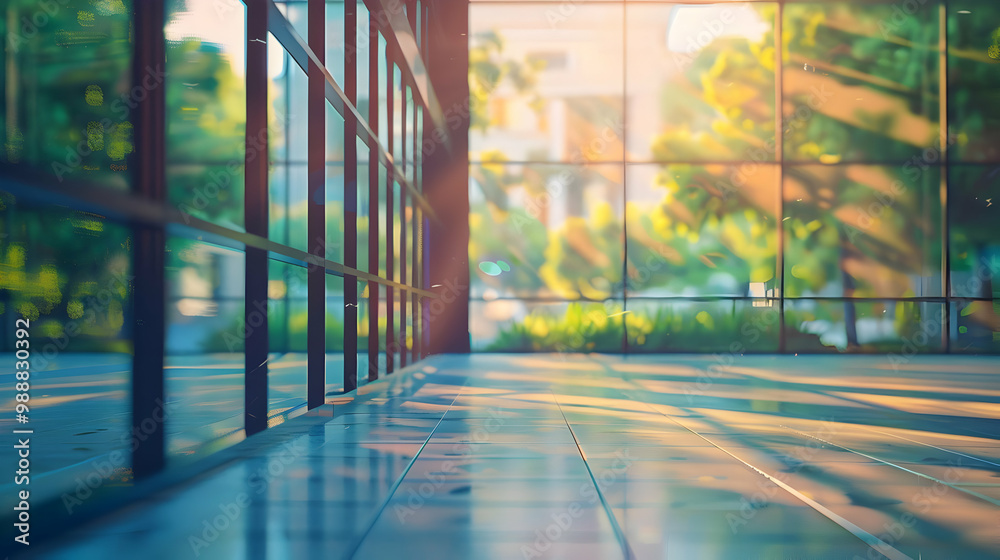 Modern Building Interior with Sunlight Streaming Through Glass Windows Modern Building Interior with Sunlight Streaming Through Glass Windows