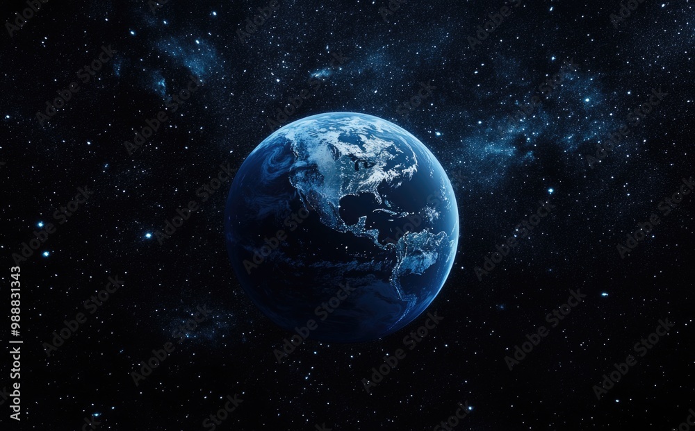 Abstract depiction of planet Earth against a dark, starry sky background. Abstract depiction of planet Earth against a dark, starry sky background.