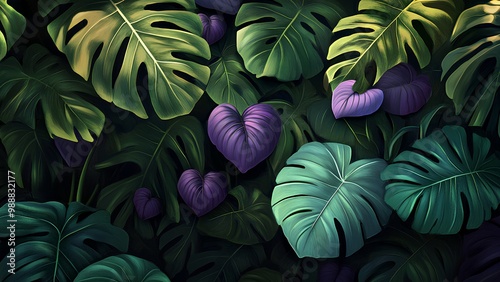 Wallpaper Mural purple and green leaves Torontodigital.ca