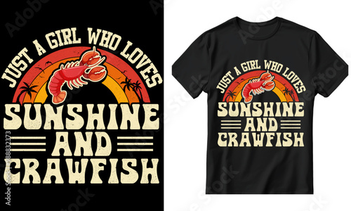 Summer vibes Crawfish t shirt design. custom t shirt design. vintag tshirt design. photo