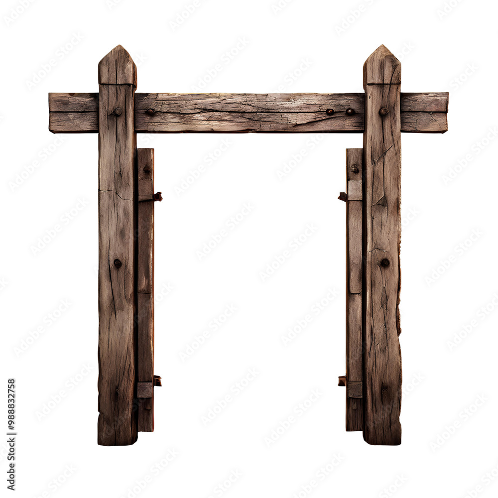 Fototapeta premium Wooden Gate isolate on transparency background