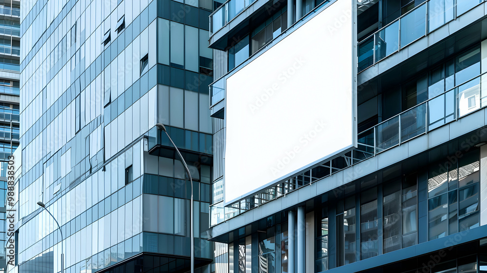 Obraz premium Modern Skyscraper with Blank Billboard for Advertising