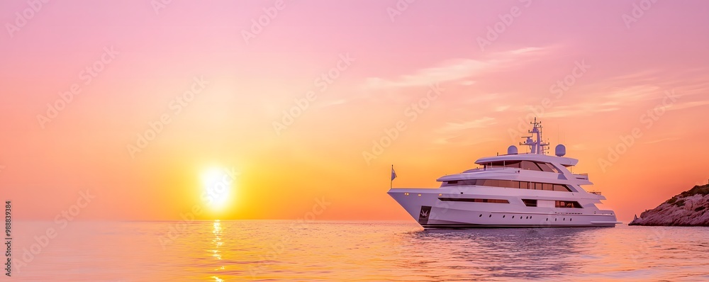 Obraz premium Sunset Yacht Party Extravaganza - Luxurious Vibes Dance Floor Beats and Unforgettable Nights on the Sparkling Sea Full of Fun and Energy