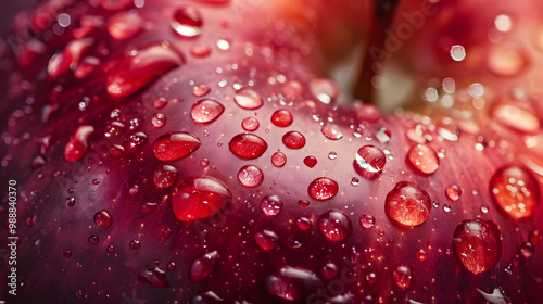 Red Apple with Water Drops