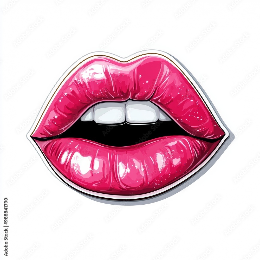 Sticker or Vinyl of Pink Lipstick Mouth. Graffiti Art or 3D Graphic Design Mockup for Cosmetics Sticker or Vinyl of Pink Lipstick Mouth. Graffiti Art or 3D Graphic Design Mockup for Cosmetics