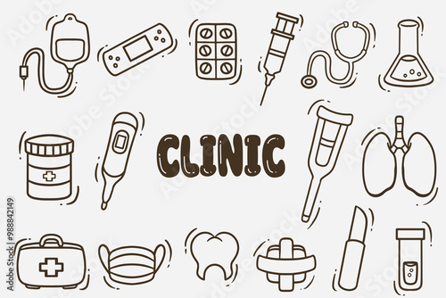 set of clinic doodle good for background, wallpaper, icons, element design, etc