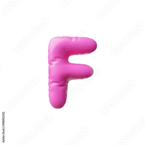 Vector illustration with a 3d consonant letter "F" in the form of a pink balloon