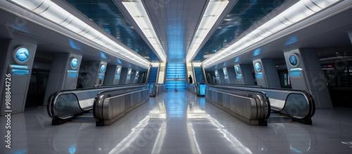 Modern Airport Interior with Escalators