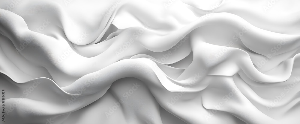 Abstract white fabric background with soft, smooth, flowing waves and folds. Abstract white fabric background with soft, smooth, flowing waves and folds.