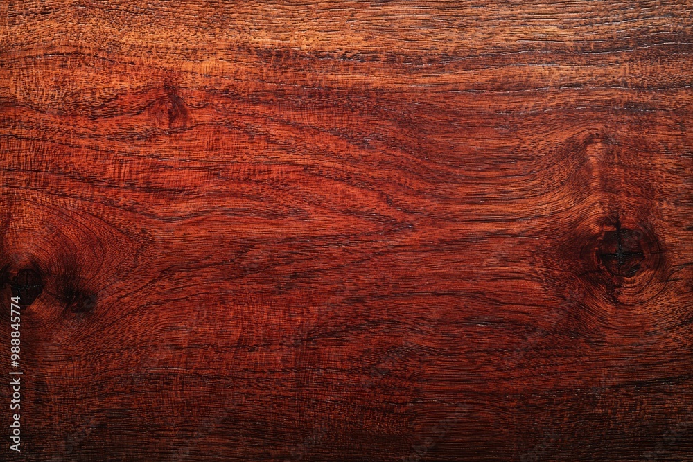 Naklejka premium Close-up of Knotted Wooden Surface with Dark Brown and Red Tones