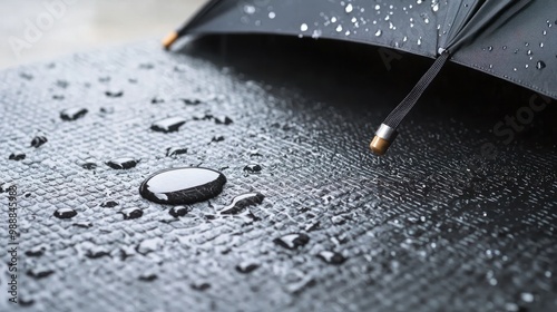 an absorbent mat catching drips from a wet umbrella, highlighting practical uses of absorbent materials in everyday life