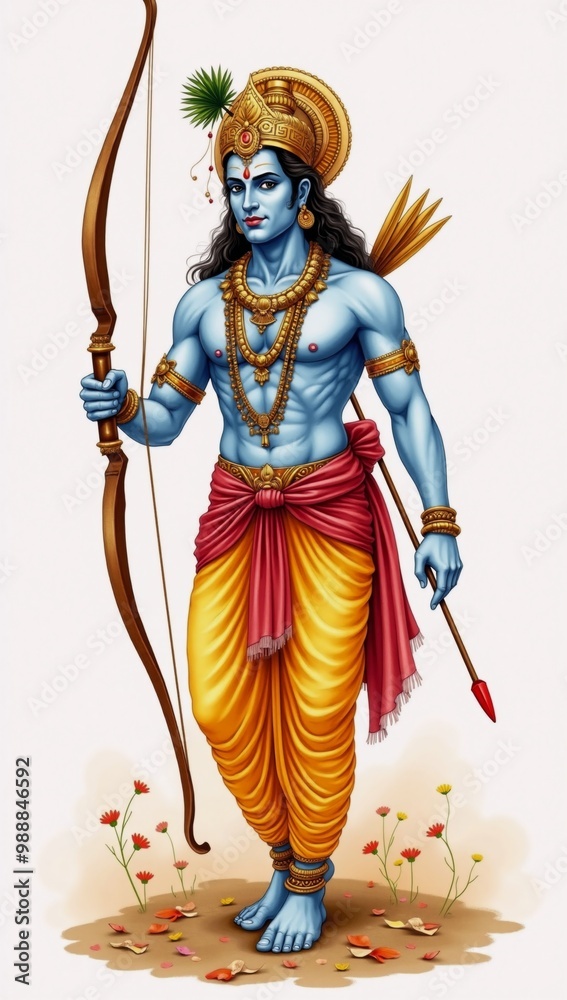 Fototapeta premium A drawing of a man with a bow and arrow.