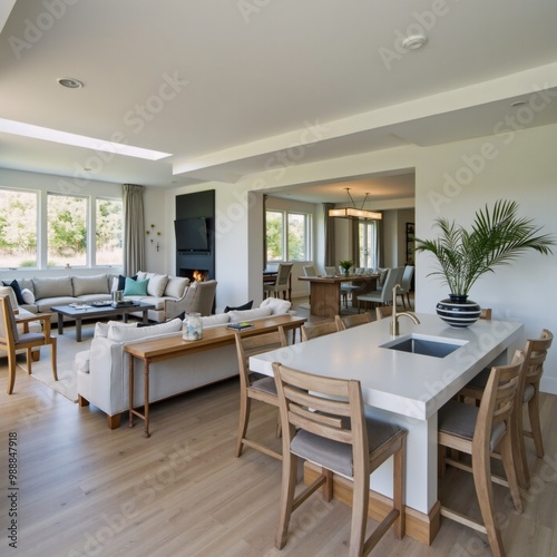 Wallpaper Mural A dining room with a white table and chairs. Torontodigital.ca