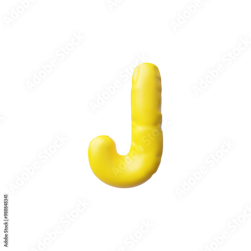 Vector illustration with a 3d letter "J" in the form of a yellow glossy balloon
