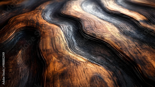 Abstract Wooden Waves 3D Illustration