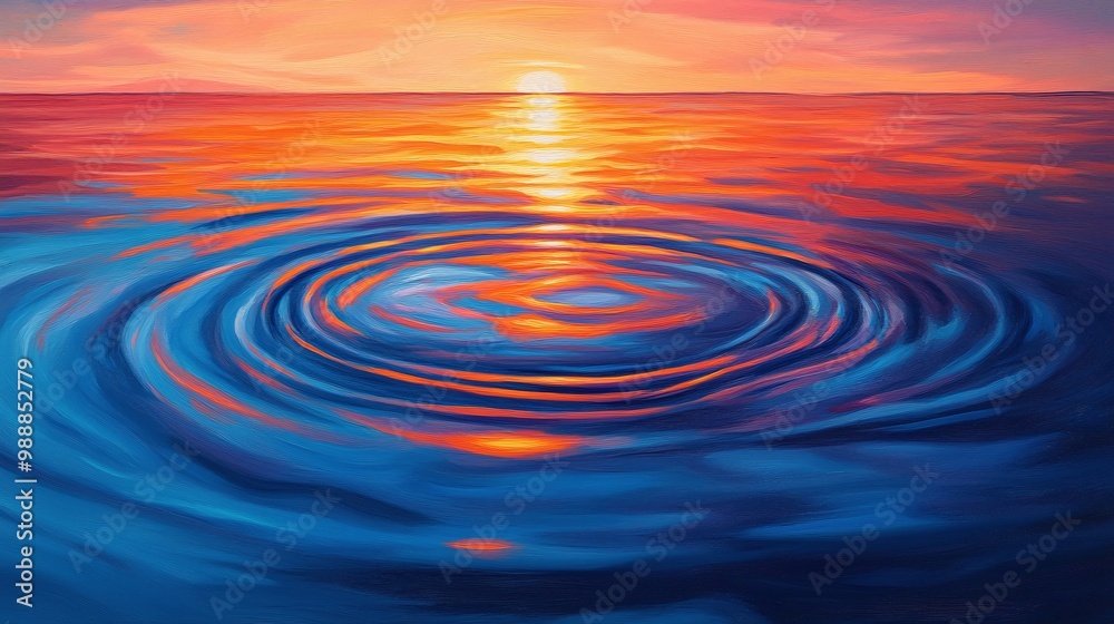 close-up of calm rippling water with vibrant sunset reflection, deep orange and blue colors blending into a serene evening scene, peaceful nature with soft light and tranquil beauty of the horizon close-up of calm rippling water with vibrant sunset reflection, deep orange and blue colors blending into a serene evening scene, peaceful nature with soft light and tranquil beauty of the horizon