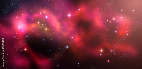 Space vector background with realistic nebula and shining stars. Magic colorful galaxy with stardust