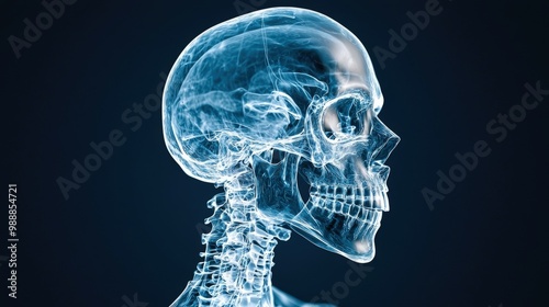 X ray Image of Human Skull Showcasing Intricate Bone Structure