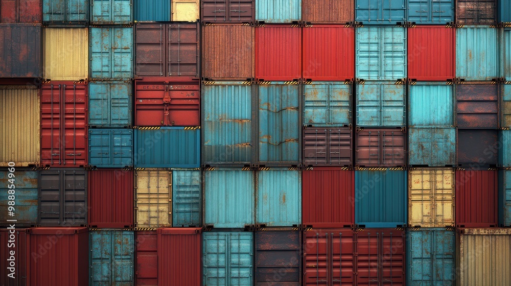 Vibrant Background of Cargo Containers Ideal for Shipping and Logistics Themes Vibrant Background of Cargo Containers Ideal for Shipping and Logistics Themes