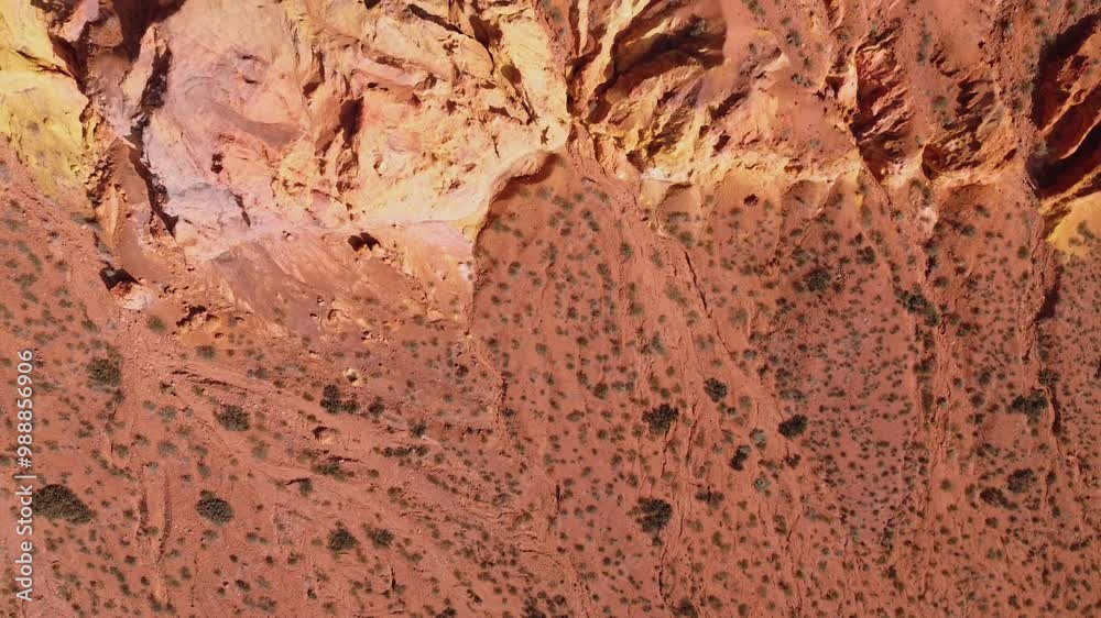 Eroded rock formations in the arid mountains of Mendoza, Argentina. Aerial view. Eroded rock formations in the arid mountains of Mendoza, Argentina. Aerial view.