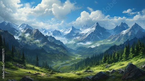 Majestic Mountain Valley Landscape