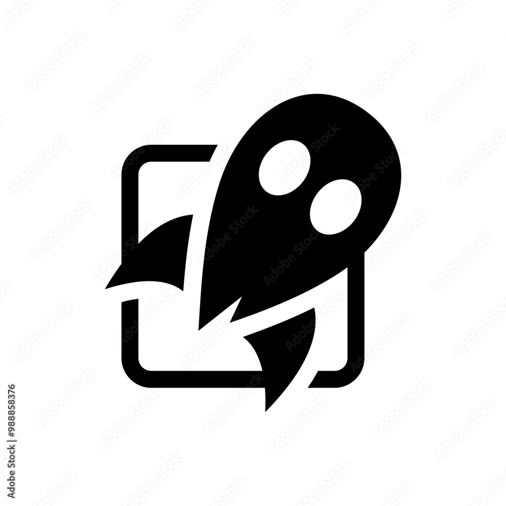 Illustration vector graphic of ghost and rocket logo design Illustration vector graphic of ghost and rocket logo design