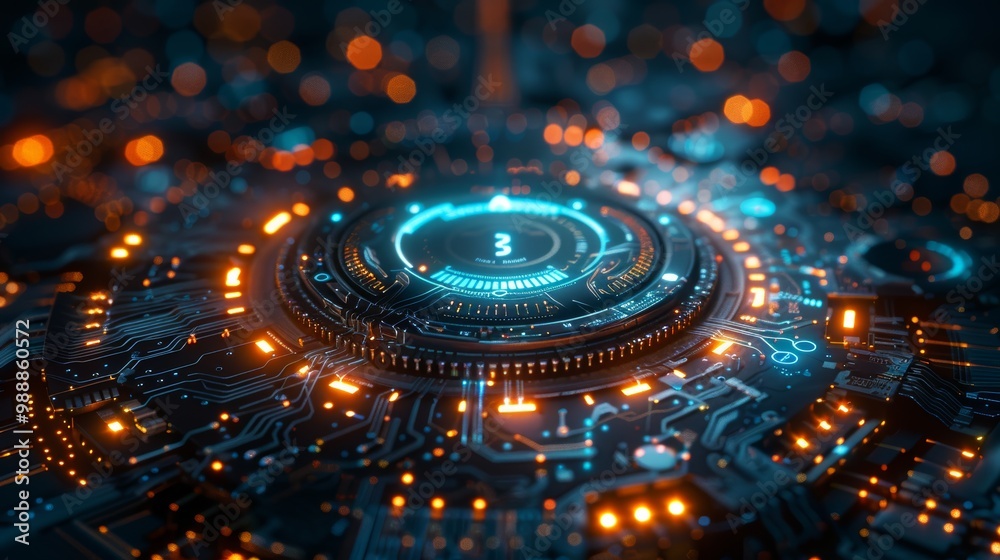 Futuristic Digital Background with Glowing Circuitry and High-Tech Elements for Technology and Innovation Themes Futuristic Digital Background with Glowing Circuitry and High-Tech Elements for Technology and Innovation Themes