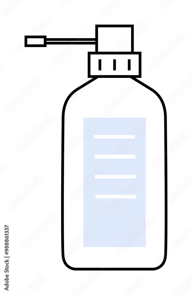 Pump dispenser with a label, and a nozzle for dispensing liquids. Ideal for product labels, healthcare, hand sanitizers, cleaning supplies, skincare, and hygiene. Minimalist vector style. Pump dispenser with a label, and a nozzle for dispensing liquids. Ideal for product labels, healthcare, hand sanitizers, cleaning supplies, skincare, and hygiene. Minimalist vector style.