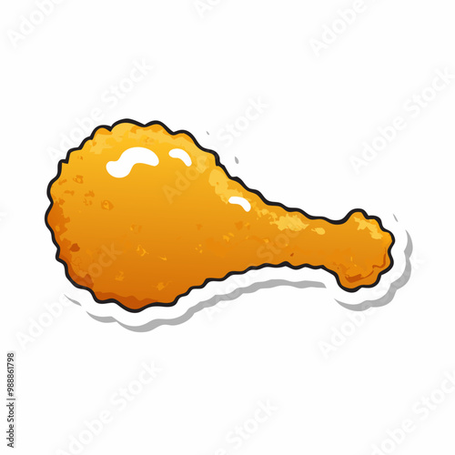 Fried chicken drumstick in cartoon style (19)