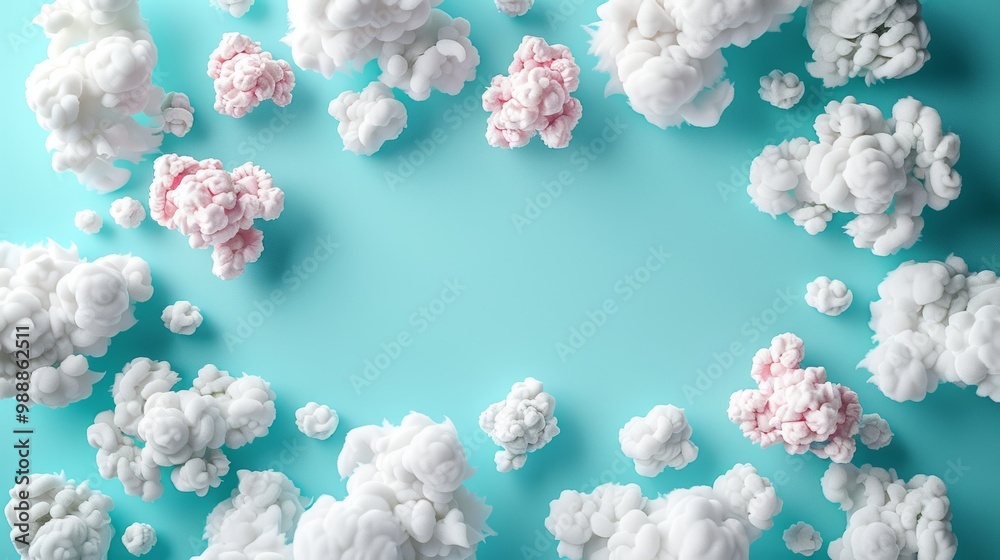 Frame Border Background of Cloud Computing Concept with White and Pink Clouds on Blue Sky Frame Border Background of Cloud Computing Concept with White and Pink Clouds on Blue Sky