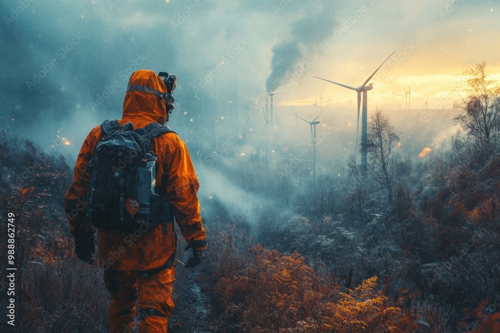 Obraz premium Empowering the Future: The Engineer Revolutionizing Wind Turbine Technology