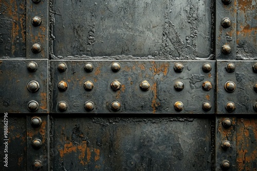 Weathered Steel Panel with Rivets