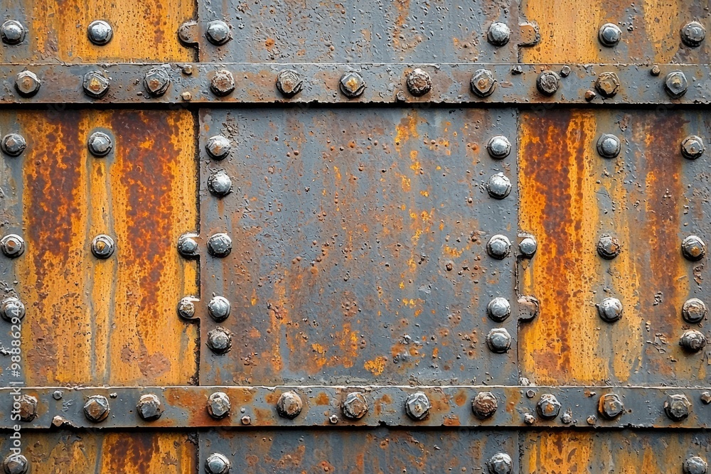 Rusty Metal Surface with Rivets and Peeling Paint Rusty Metal Surface with Rivets and Peeling Paint