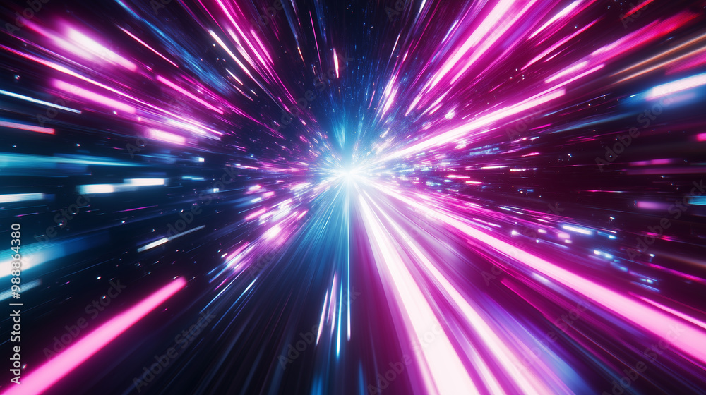 Naklejka premium Blue purple sport cars race trail night. Laser track, neon curves. Futuristic racing glow, speed lines. Speed vibrant traffic trails. Neon speedway, motion speed drive. Light rays speed dynamic trace.
