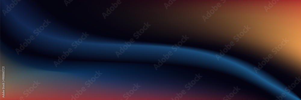 Obraz premium Dark blue orange red grainy texture background abstract vibrant color wave shape black backdrop noisy wide banner header design. vector