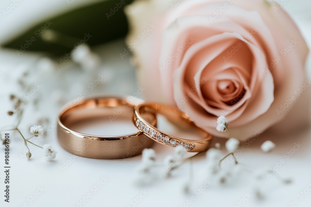 Wedding Bands and a Delicate Rose Wedding Bands and a Delicate Rose
