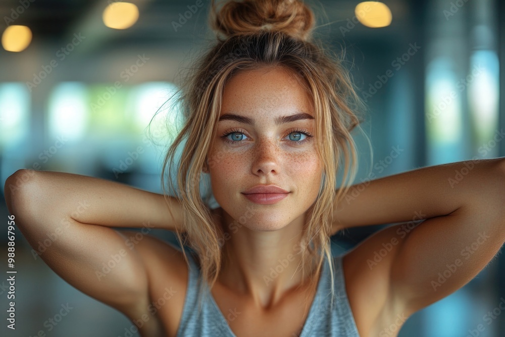 Dreaming of Vacation: A Woman's Relaxing Break at Work, Arms Behind Her Head Dreaming of Vacation: A Woman's Relaxing Break at Work, Arms Behind Her Head