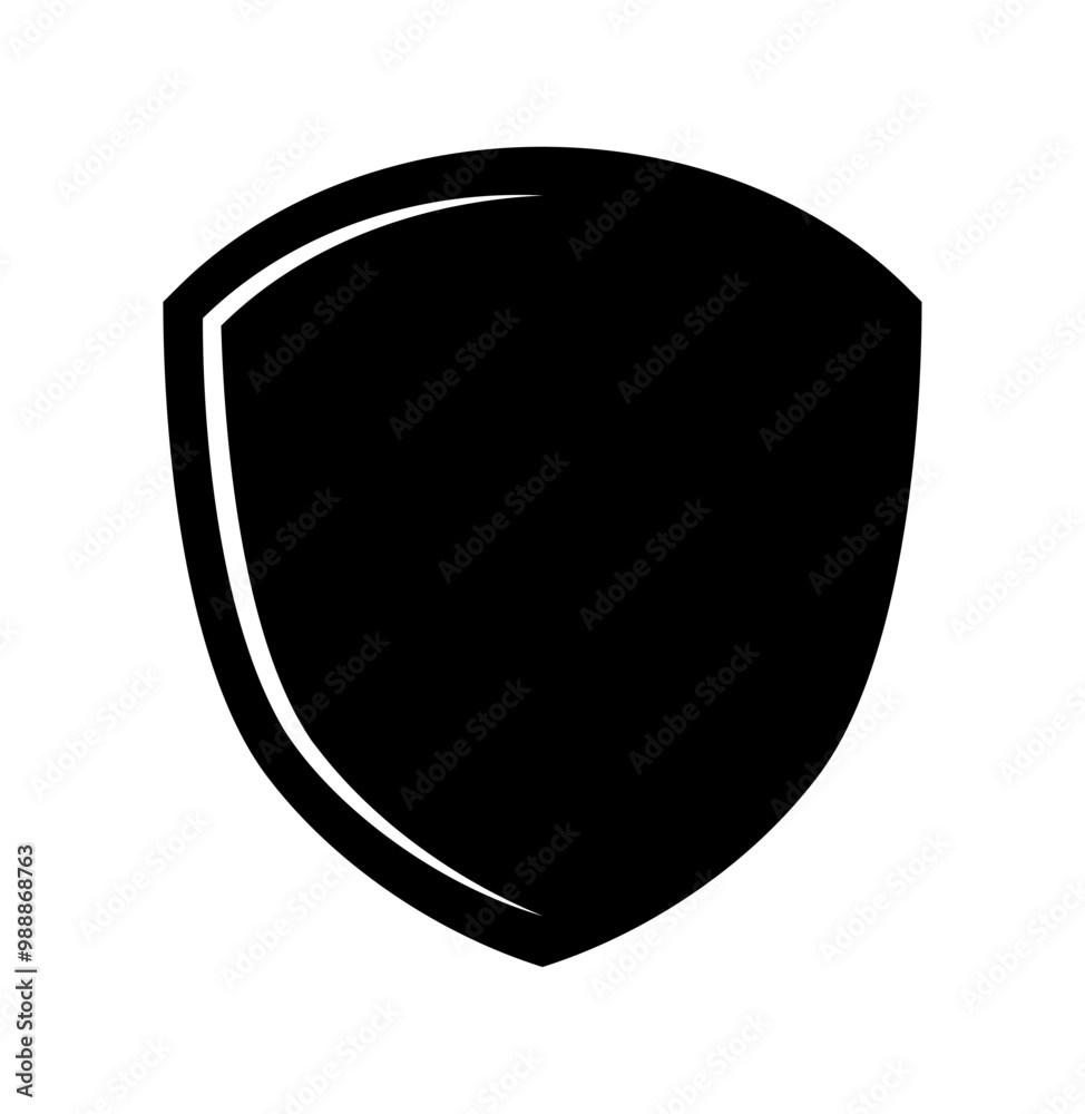 Shield logo template flat illustration, shielding icon in black and white color, security and protector symbol isolated on white background Shield logo template flat illustration, shielding icon in black and white color, security and protector symbol isolated on white background