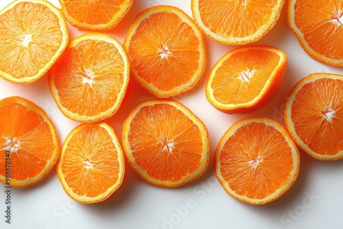 Vibrant Orange Peel Pieces on a White Background: A Fresh and Inviting Top-Down Perspective