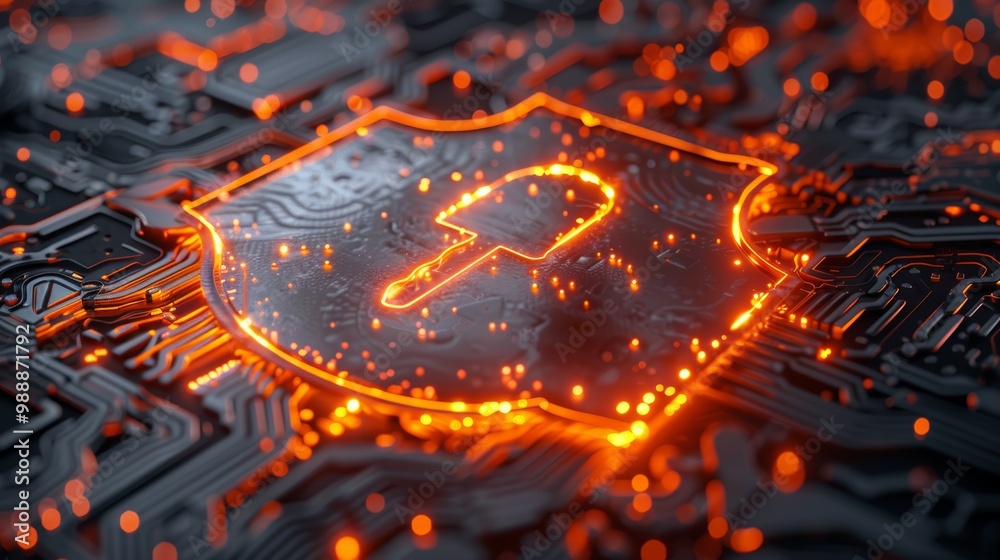 Digital Security Concept with Glowing Shield and Lock Symbol Representing Risk Mitigation in Cybersecurity Digital Security Concept with Glowing Shield and Lock Symbol Representing Risk Mitigation in Cybersecurity