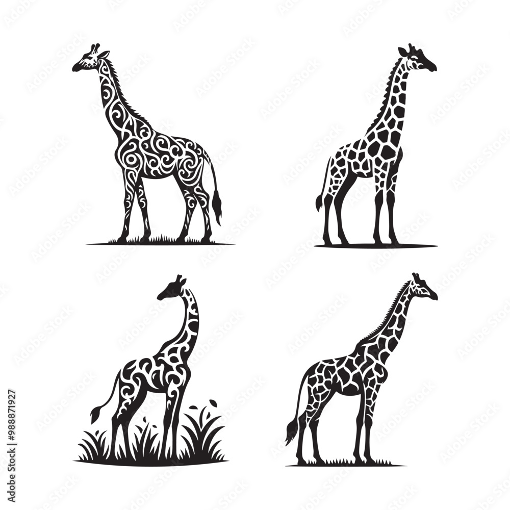 Fototapeta premium Set of Giraffe Vector Art for Creative Projects.