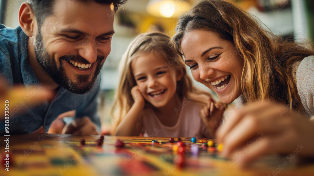joyful family is engaged in fun board game at home, sharing laughter and creating cherished memories together. Their smiles reflect happiness and togetherness joyful family is engaged in fun board game at home, sharing laughter and creating cherished memories together. Their smiles reflect happiness and togetherness