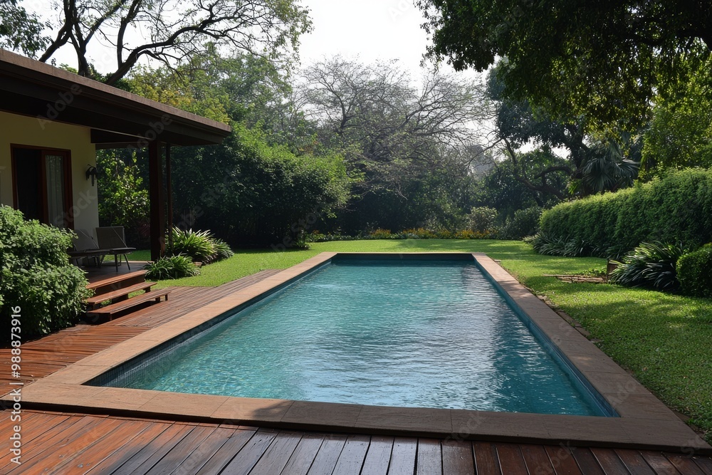 Swimming Pool in a Lush Tropical Garden Swimming Pool in a Lush Tropical Garden