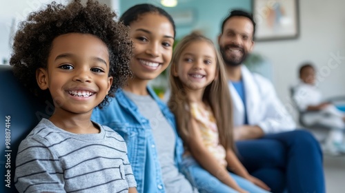 Parents and children anticipating their dental checkup  a family health experience photo