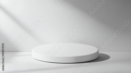 white elegance product podium with minimal background, cosmetic podium,Abstract white round podium on a white background