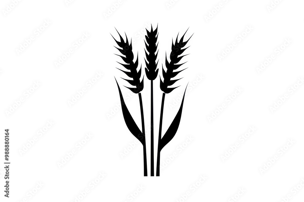 Wheat Symbol. Black Icon of Cereal on White Background for Agriculture Concept Wheat Symbol. Black Icon of Cereal on White Background for Agriculture Concept
