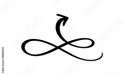 Curved Wavy Arrow with sigh infinity. Simple Vector Illustration for Design Projects